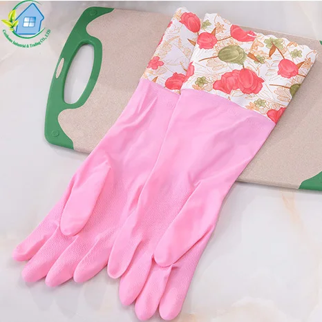 Резиновые перчатки для кухни с длинным рукавом