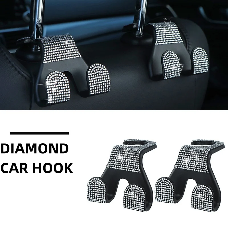 Creative Rear Seat Backrest Hooks Car Hooks Diamond Embellishments Car Accessories