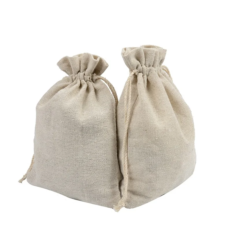 Custom Pattern Small Drawstring Cotton Linen Bag Wholesale
