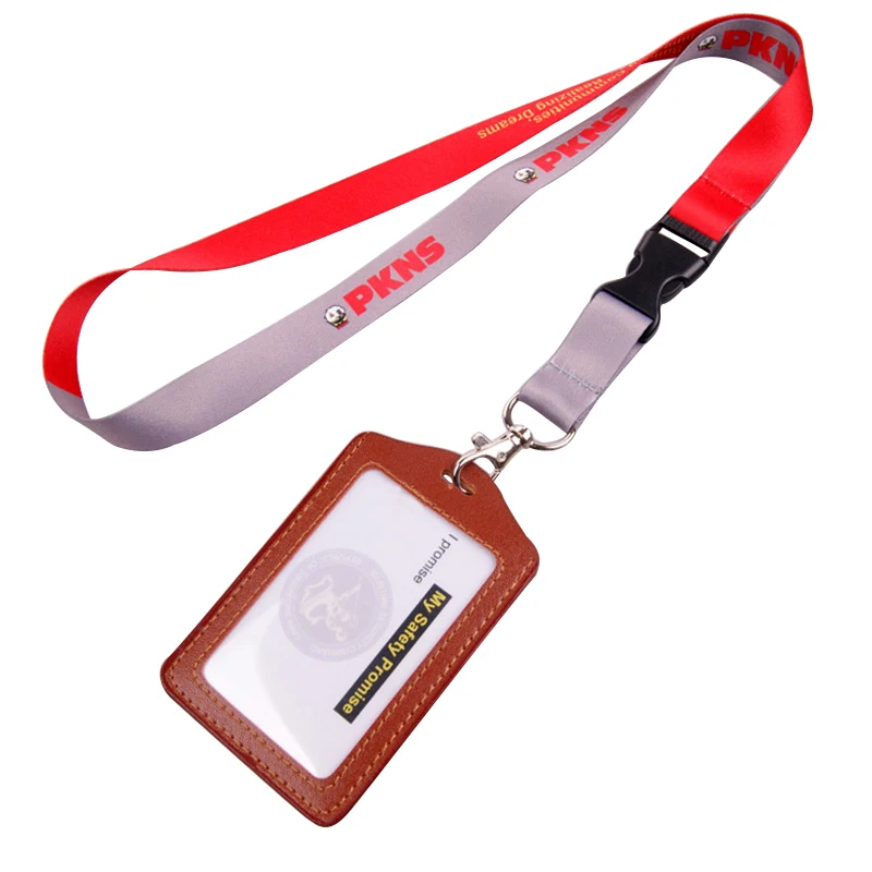 Badge id card holder lanyard,ID card lanyards with logo printing,double clip id card holder lanyard