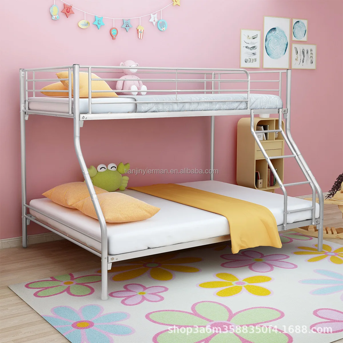 luxury silver bunk metal bed frame heavy duty double bunk bed metal iron double bed