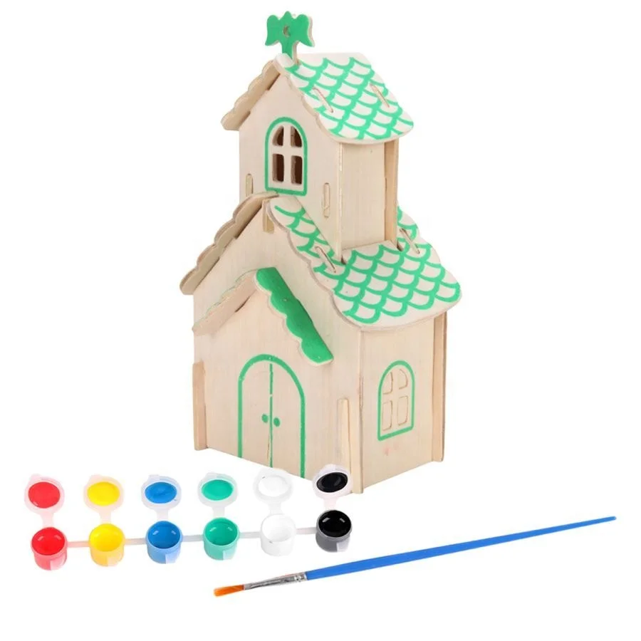 Boys and girls creative diy kit wooden windmill painting kit craft supplies