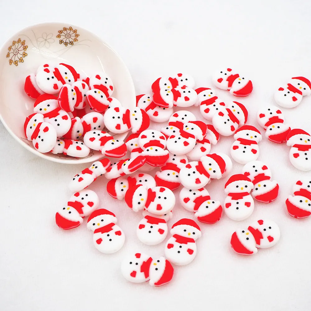 Лидер продаж, милый Рождественский Снеговик, силиконовые бусины для прорезывания зубов, безопасный уход за ребенком, ювелирные изделия «сделай сам», ожерелье, игрушка