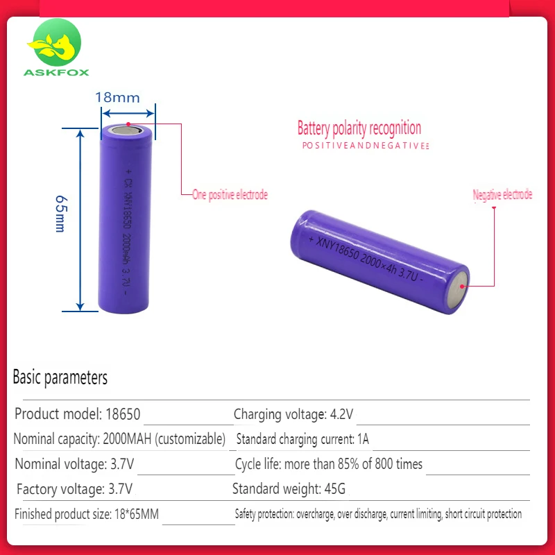 2023 New Flat Head 18650 Lithium Battery 3.7V 3600 Hair Clipper Charging Small Fan Strong Light Flashlight Rechargeable Battery
