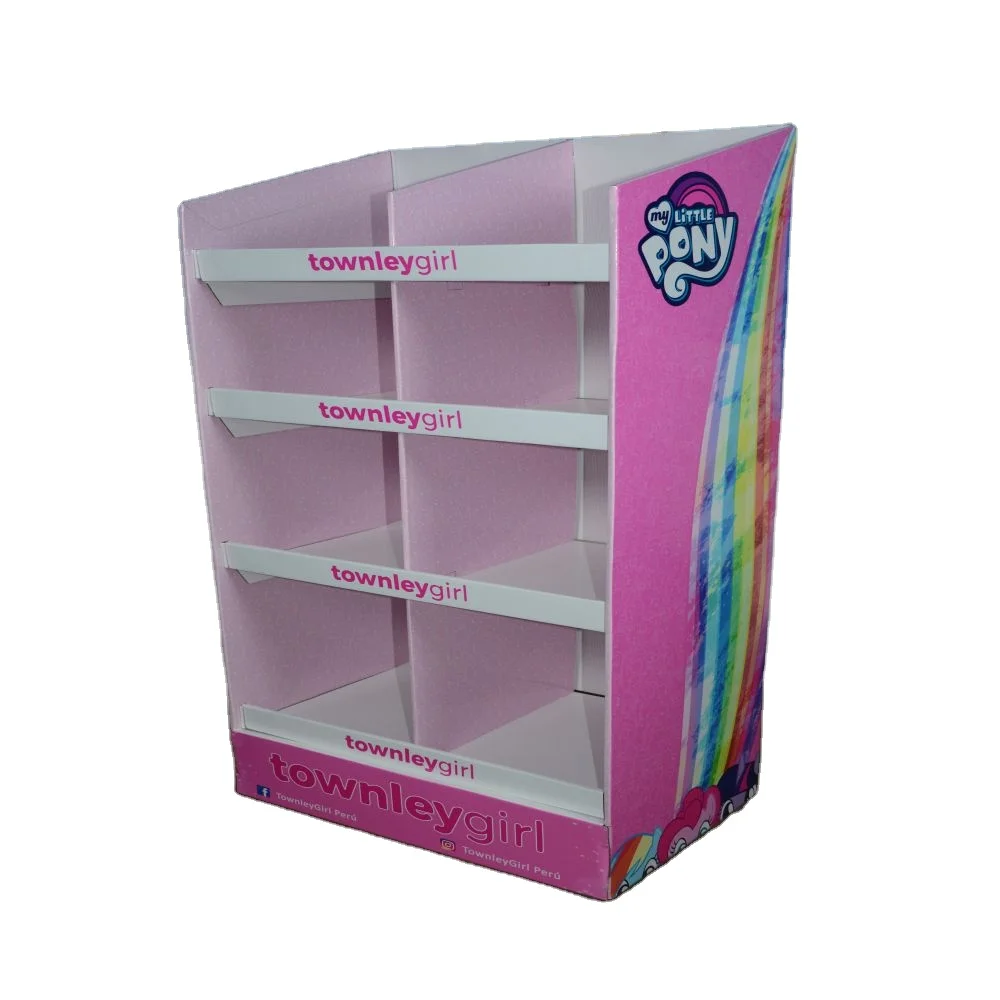 Supermarket Pop Up Cardboard Paper Floor Display Custom Cardboard Display Shelf Stand