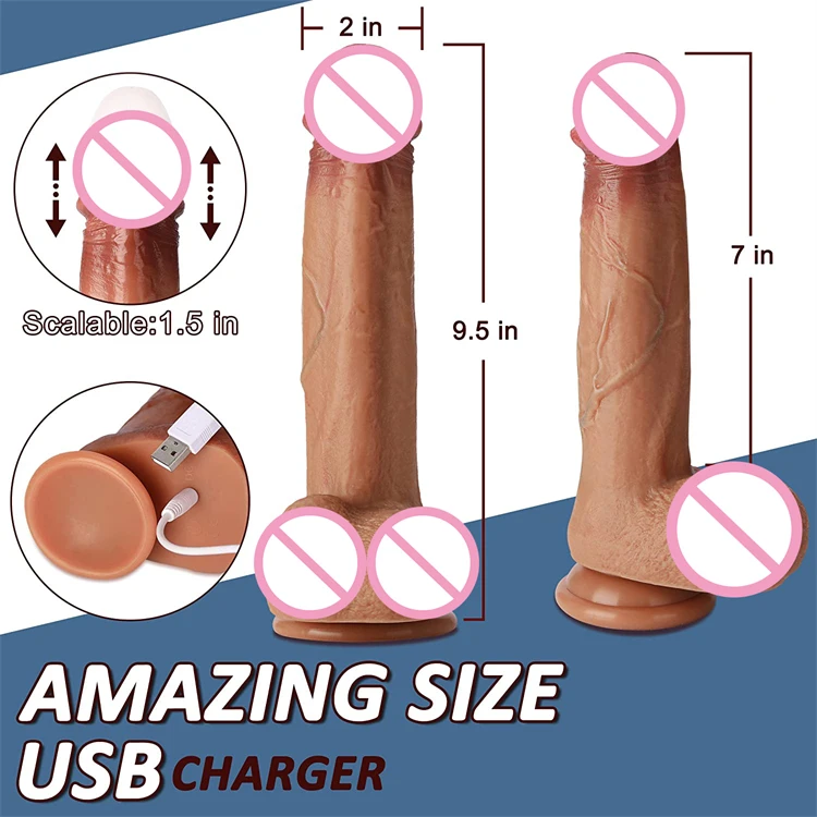 9.5 inch Thrusting Dildo Vibrator with 8 Thrusting Modes Penis for Women Realistic Vibrating Dildo G Spot Vibrator Sex Toys