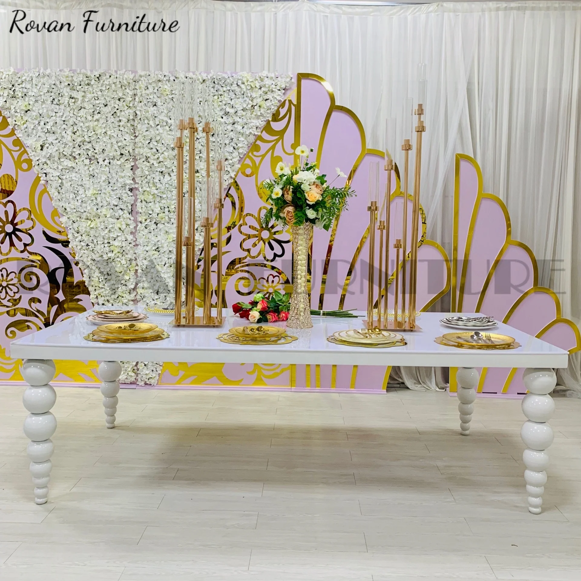 Best design banquet event party supplies metal wedding table with crystal luxury white stainless steel event dining table