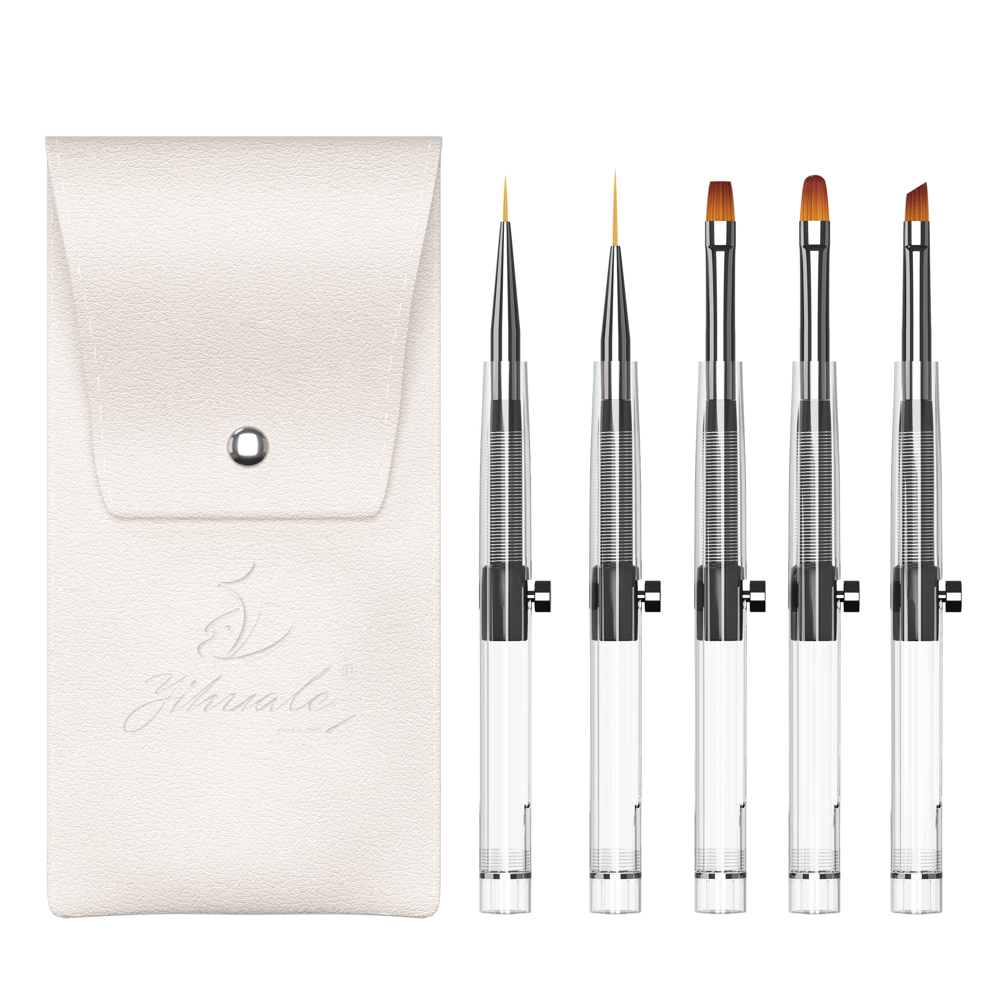 OEM Private Label 5pcs Retractable Brushes Set Nail Polish Tool Salon Beauty Art Acrylic Nail Brushes For Nail Art Design