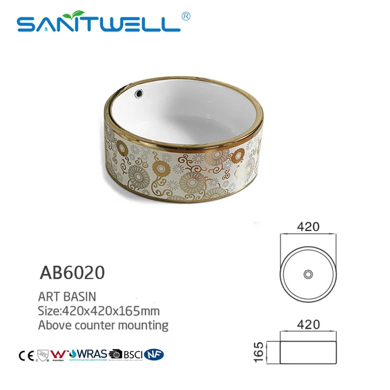 2024 Bath Sink Popular Style Art Basin Bathroom Design Painting Bowl Bathroom Sink Colors Basin