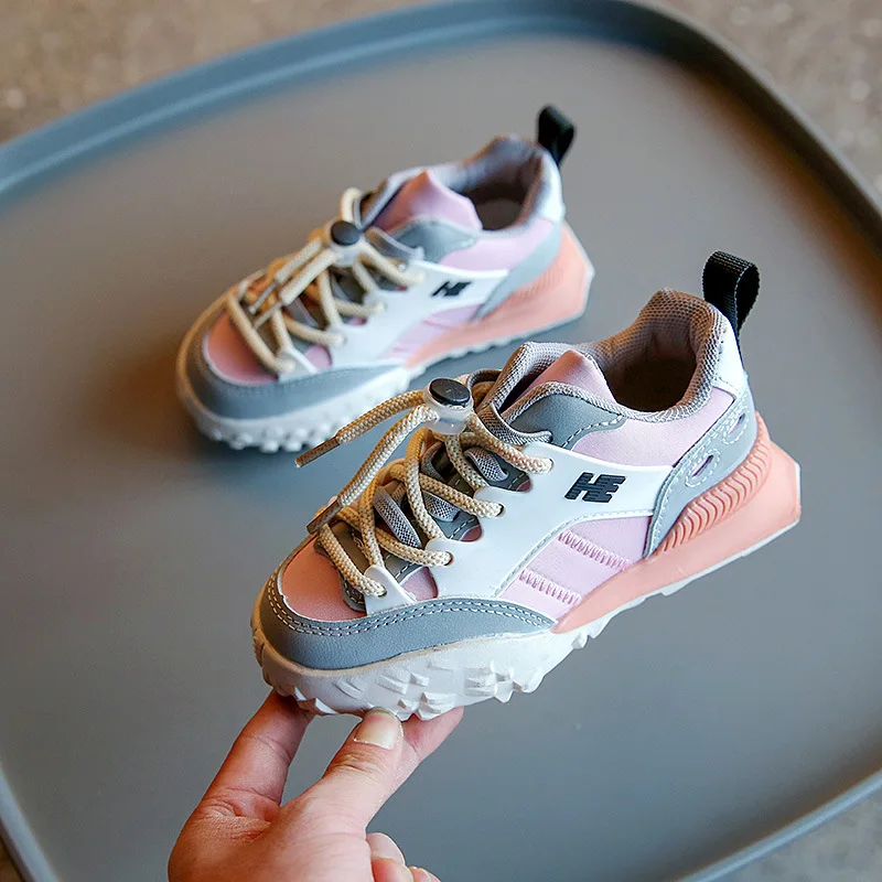 Плюшевые детские цветные блокирующие кроссовки, осенняя Новинка, модные кроссовки для мальчиков и девочек, повседневная обувь