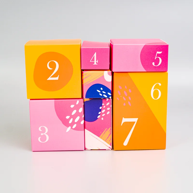 7 Days Custom Printed Empty Advent Christmas Calendars Beauty Cosmetic Set Advent Calendar