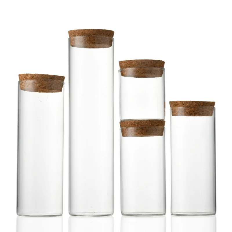 53diameter 100ml -360ml large clear glass wishing/big drift bottle/vials cork/bamboo lid for gift tube jar glass bottle cork