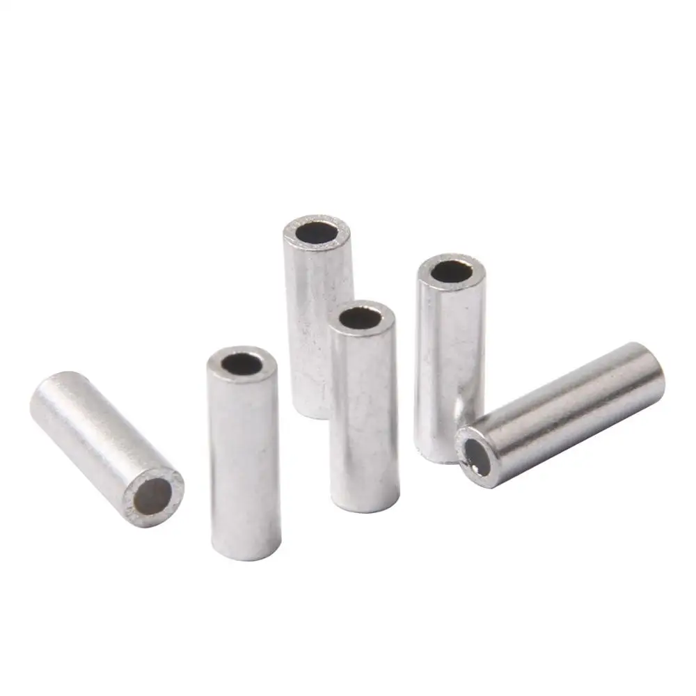 Wholesale 100pcs/bag Silver Round Aluminum Fishing Tube Fishing Wire Pipe Crimp Sleeves Connectors Fishing Line Accessories.