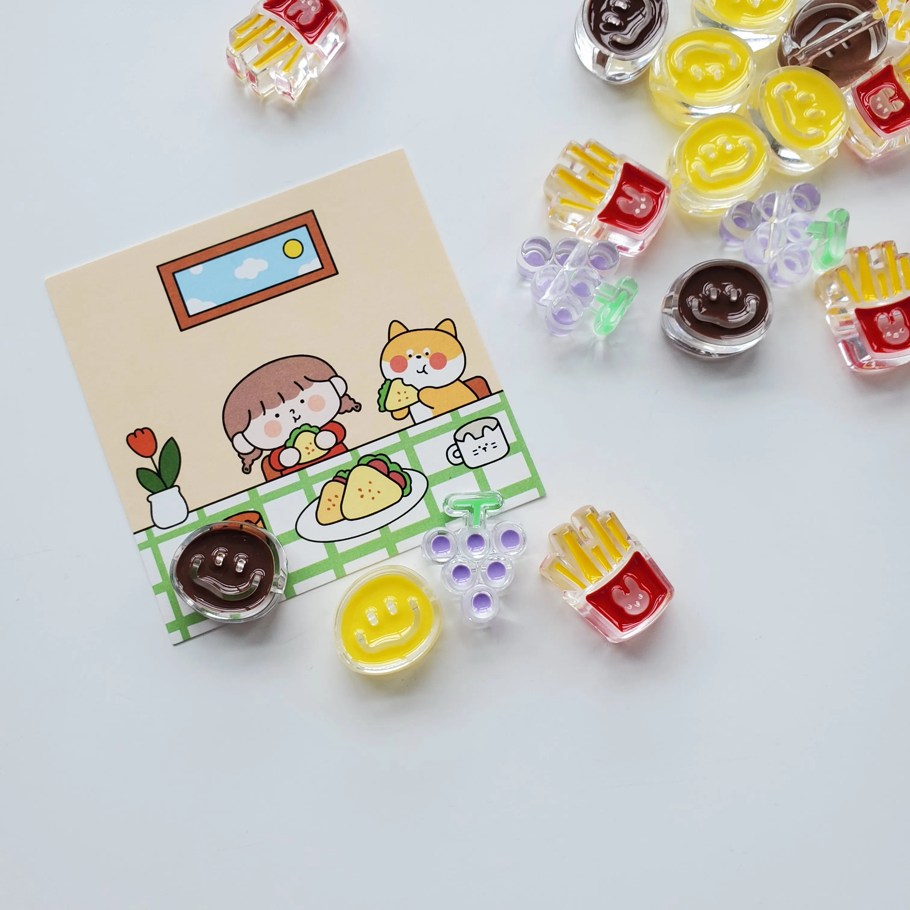 2022 Oil Drip Design Acrylic French Fries Smiley Grapes Beads DIY bracelet hair ornaments jewelry accessories