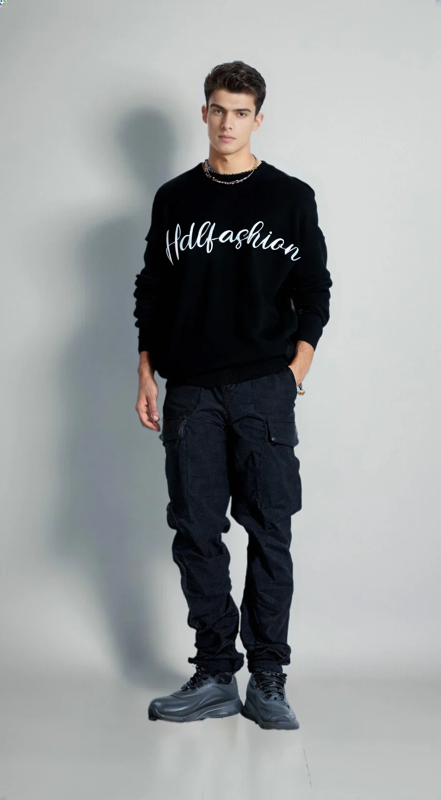 Custom LOGO OEM & ODM men sweater Jacquard pullover knitwear winter crew neck jumper cotton knitted designer custom knit sweater