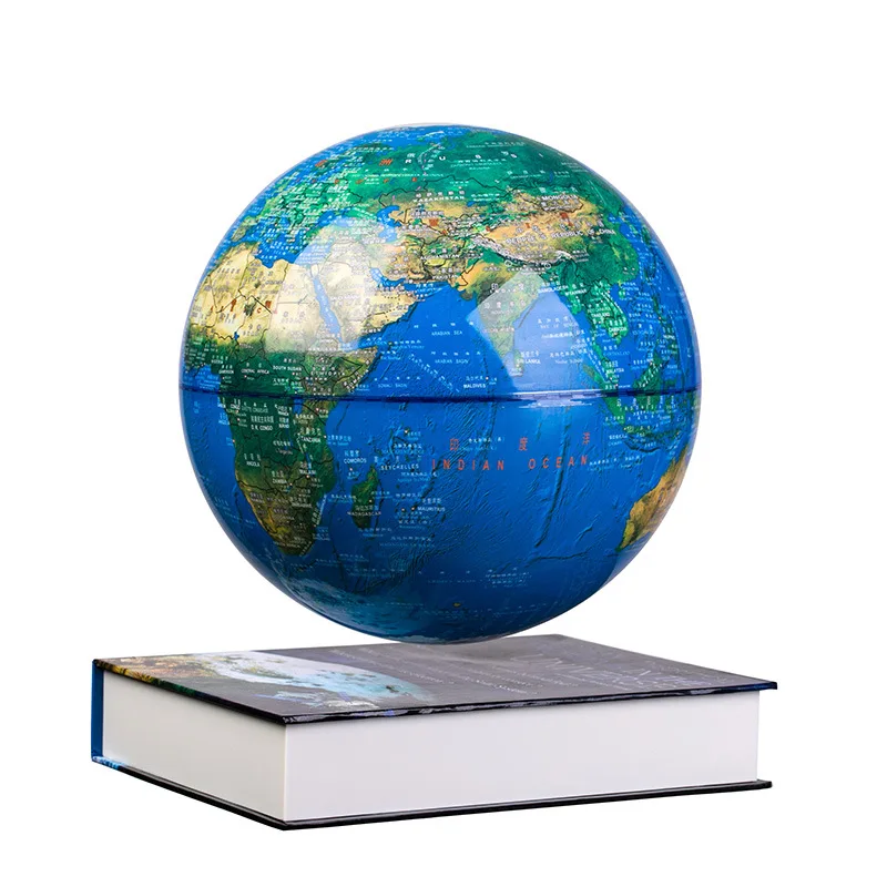 Globe Home Decoration Gift 8 Inch Printed C Shape Floating Globe, Geography World Map Magnetic Levitation Globe