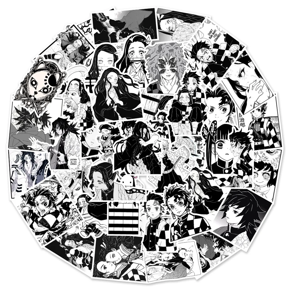 50pcs/100pcs Hot Sale Cartoon Anime Stickers Mixed Demon Slayer 3D Stickers Luggage Car Water Bottle Stickers