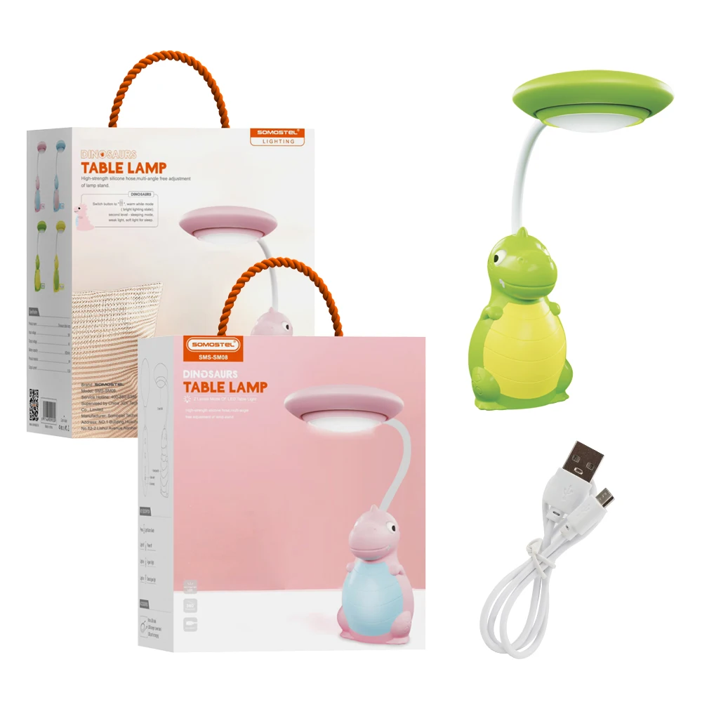 SOMOSTEL SMS-SM08 Cute Desk Lamp Dinosaur Design Promotional & Business Gifts USB Rechargeable Bedroom Night Light