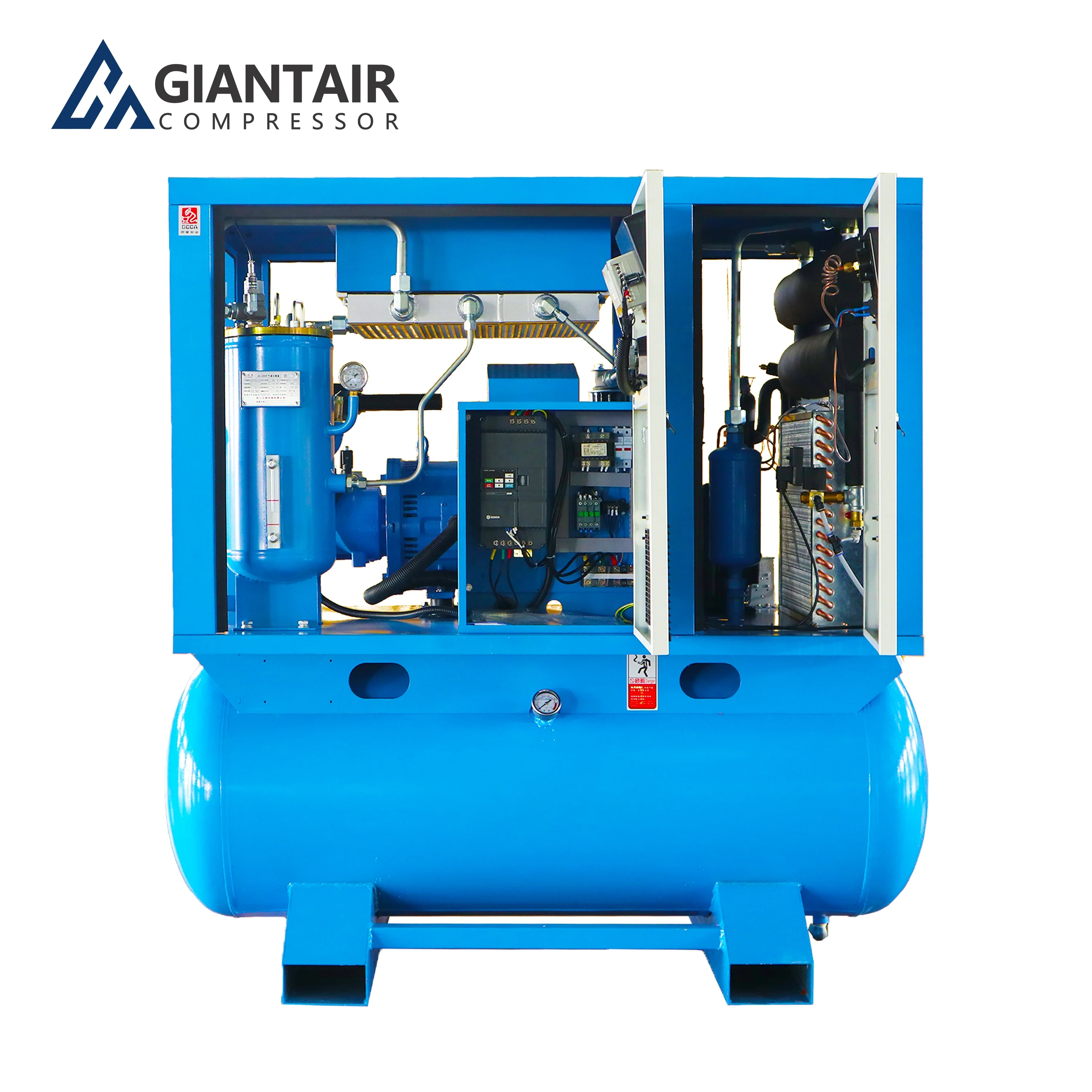 High Quality 7.5kw 10 Hp All In One Screw Air Compressor Mounted On 260 Litre Tank 35 Cfm Air Compressor