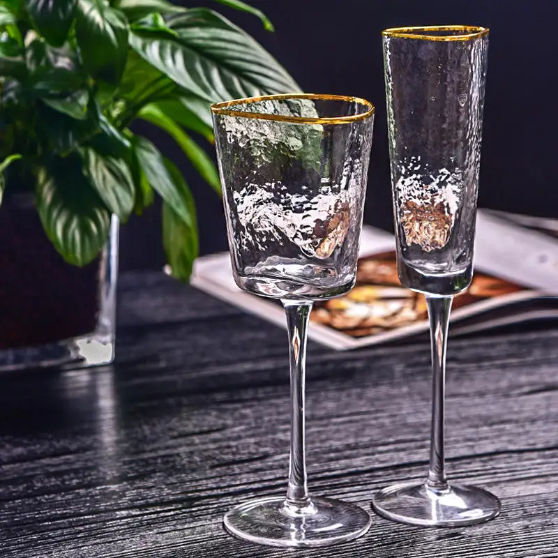Personalized Wine Glasses Crystal High-end wine glass For Factory Wholesale Goblet Wine glass with golden rim