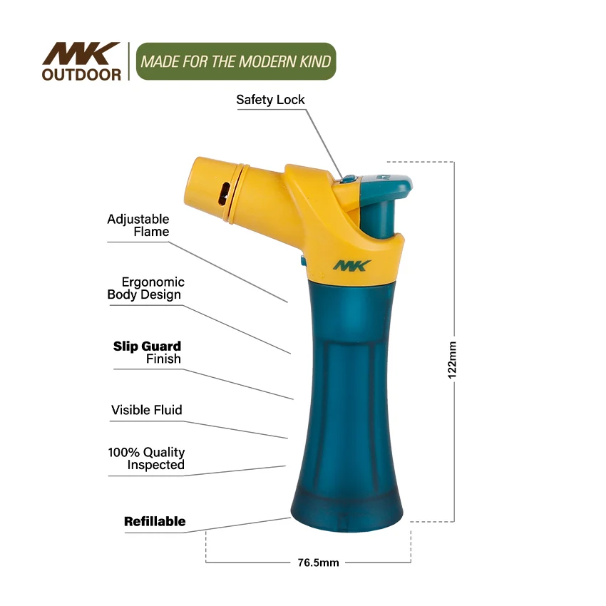 MK cool electronic cigar lighters cigarette smoking long butane lighter gold luxury windproof cigarette torch lighter