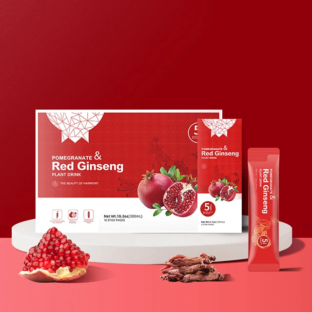 OEM ODM functional foods manufacturer Beauty Drink 5 Years Red Panax Ginseng Roots Extract with Pomegranate 30ml * 10 Sticks