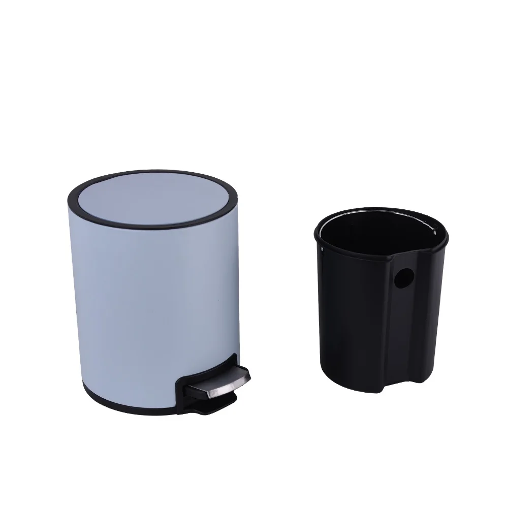 5L мусорный бак с открытой крышкой, синяя круглая корзина для педалей с пластиковым внутренним ведром, мягкое закрывающее мусорное ведро, WBR044L05