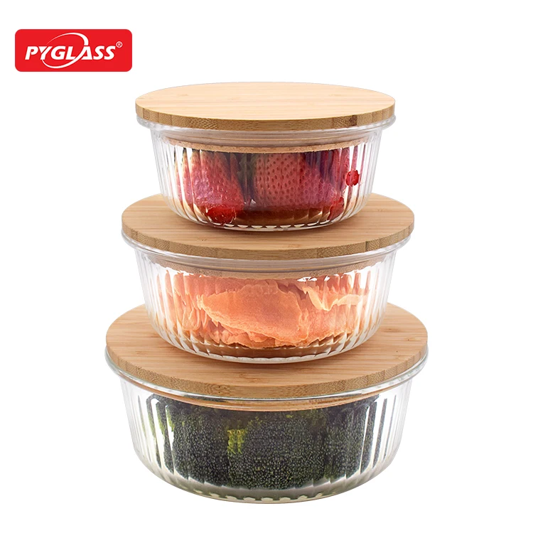 Bamboo and wood cover lunch box household crisper Microwave oven heat Pyrex crisper Japanese household lunch box