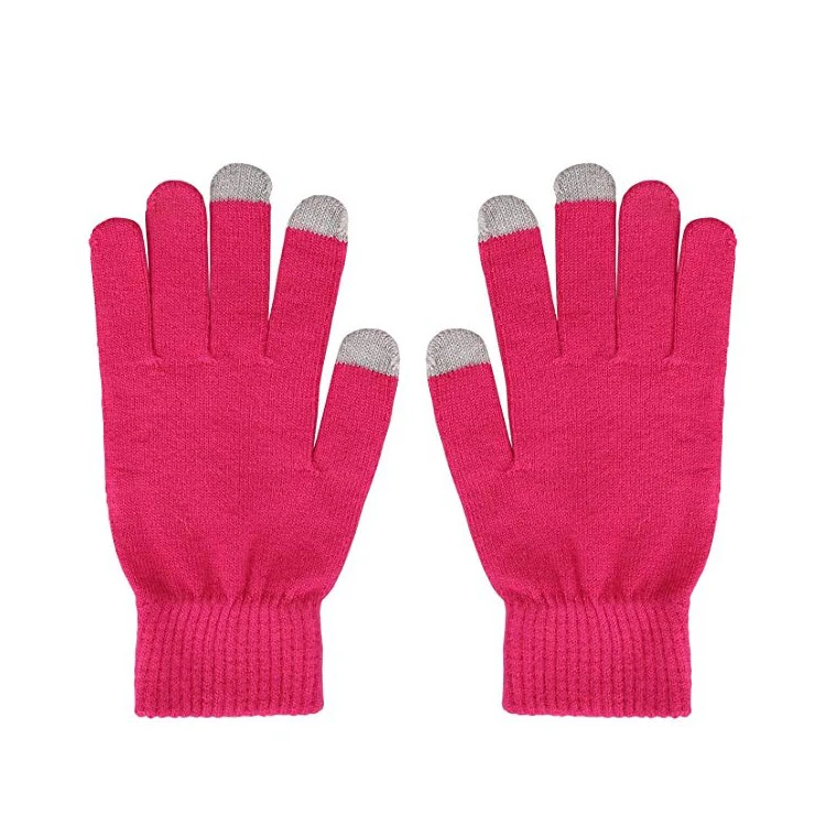 Wholesale unisex custom winter warm thick knitted mittens plain touchscreen gloves