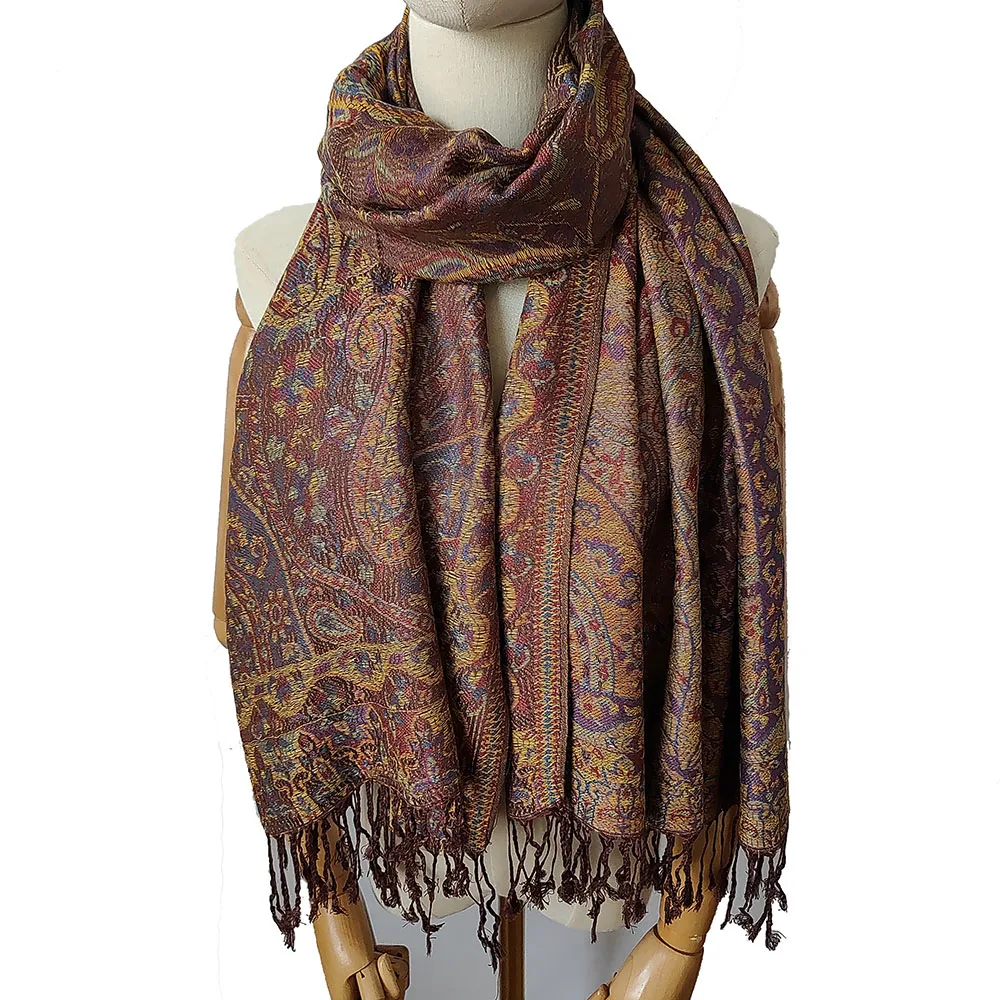New Arrive Pashmina Scarf For Women Custom Design Jacquard Long Wrap Shawl Elegant  Luxury Quality Scarf