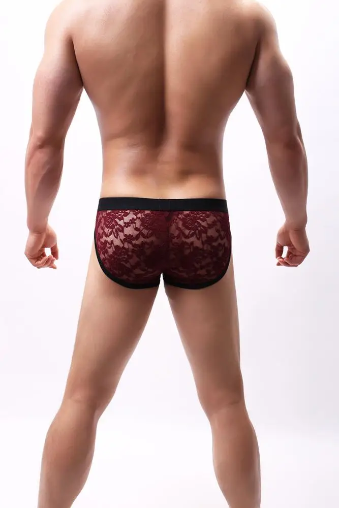Новые мужские сексуальные прозрачные кружевные дышащие трусы с низкой талией Нижнее белье