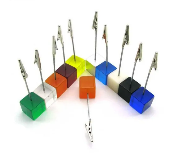Most popular cube base plastic resin memo clip for sale holder with