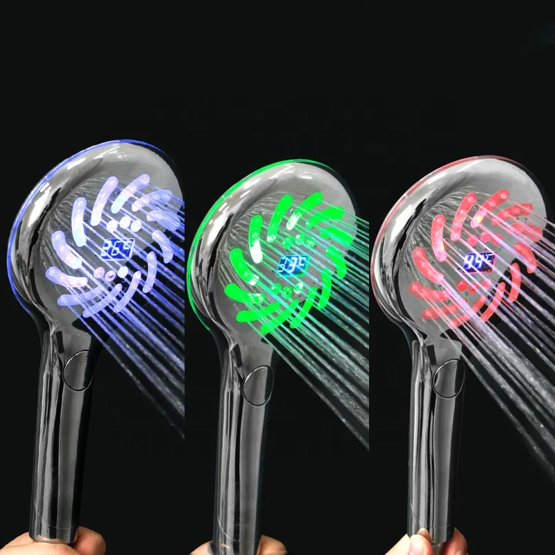 Wholesale Led Digital Display Multifunction Rain Watermark Shower Head Temperature Display Water Saving Shower Head Set