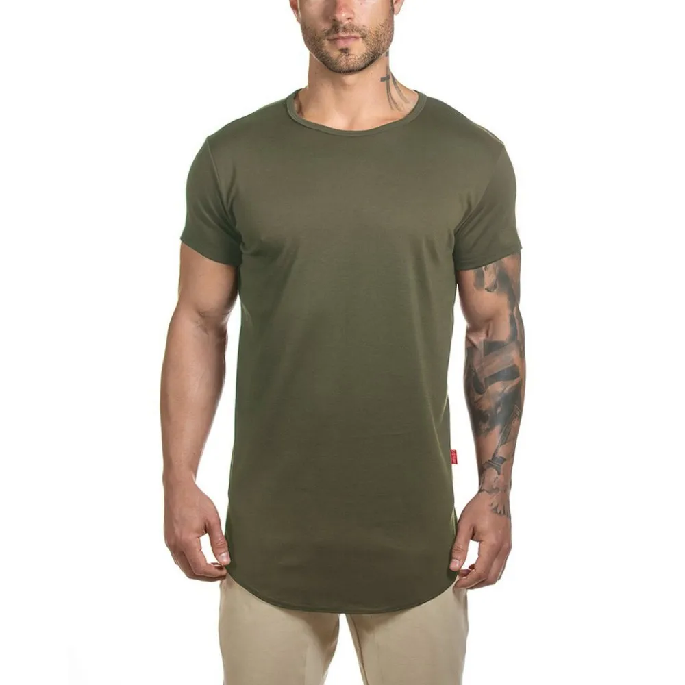 Custom Drop Tail Tee Curved hem T shirts for man