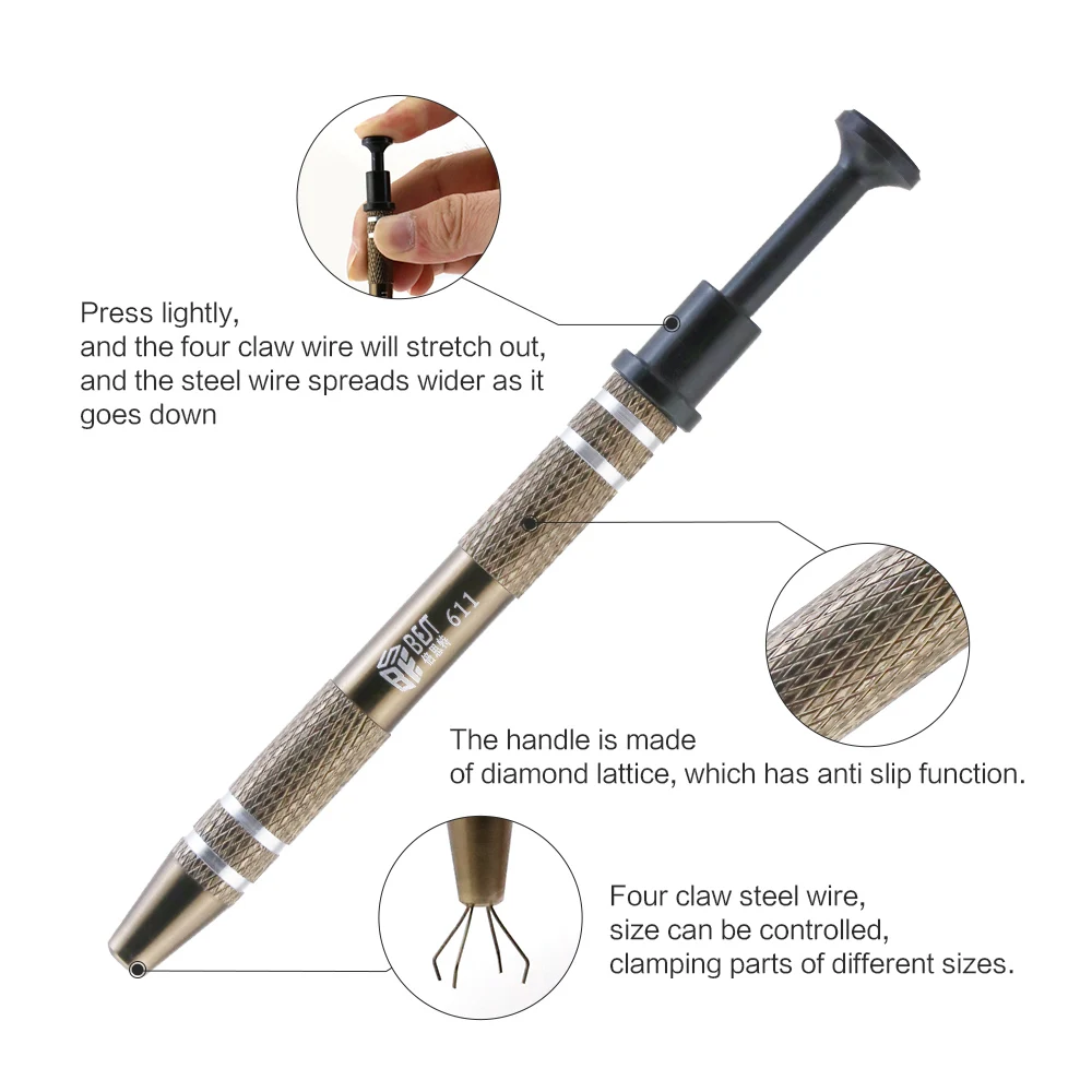 Electronic Component Grabber Four Claw IC BGA chip gripper Extractor Screw Picker Pick Up pen Electronic Repair Hand tool