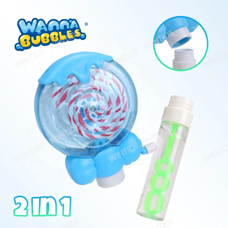 Summer Outdoor Maker Toys 30ml Rotating Light Up Lollipop Bubble Wand For Wedding Party Beach School Activities