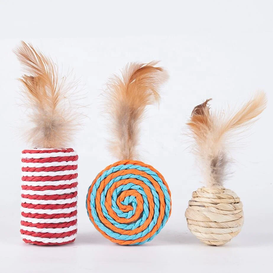 Funny 7 Pack a Set Cat Teaser Toys Collection Feather Toys and Sisal Mouse Ball for Kitten in Gift Box in Interactive Toys