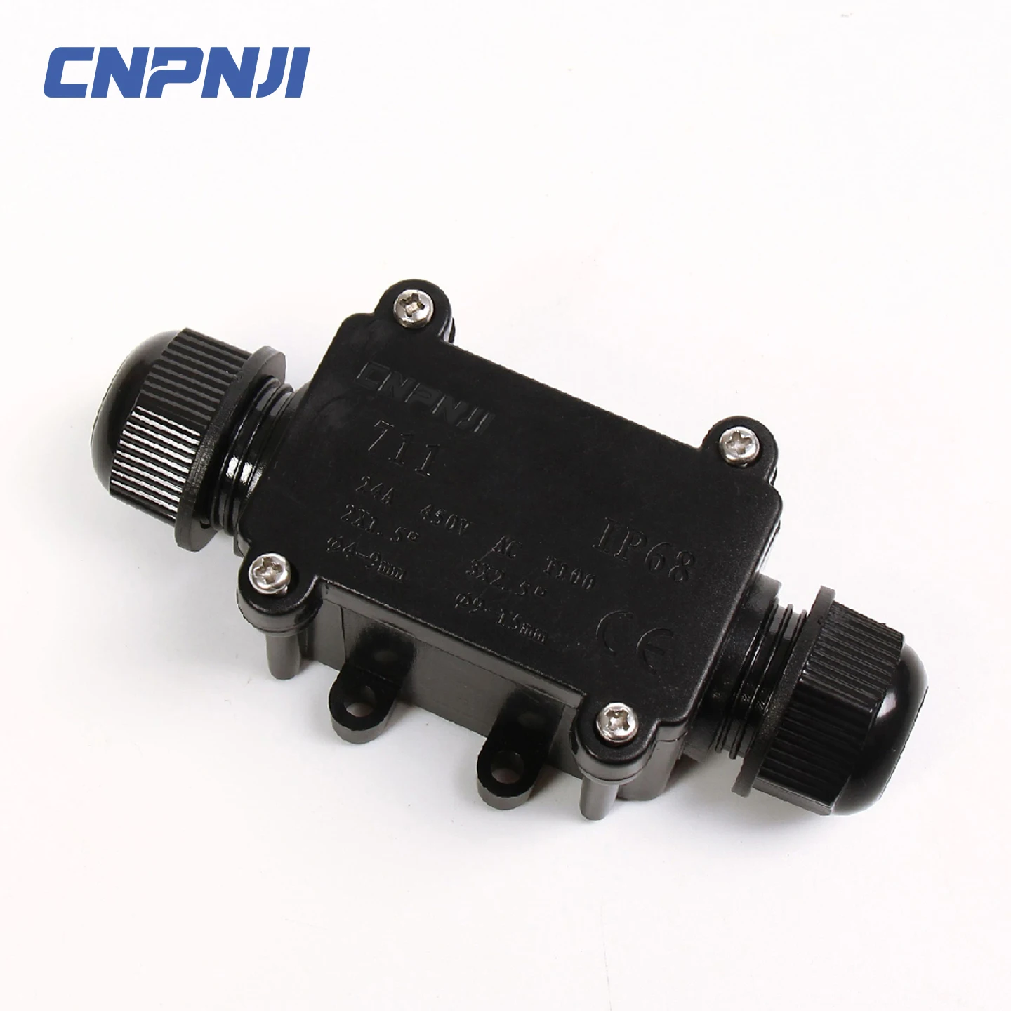 ABS Black 2 Way Junction Box Low Price of PJ Series Plastic IP67 Customized Electrical Enclosure Din Rail,cable Gland 47*28*18mm