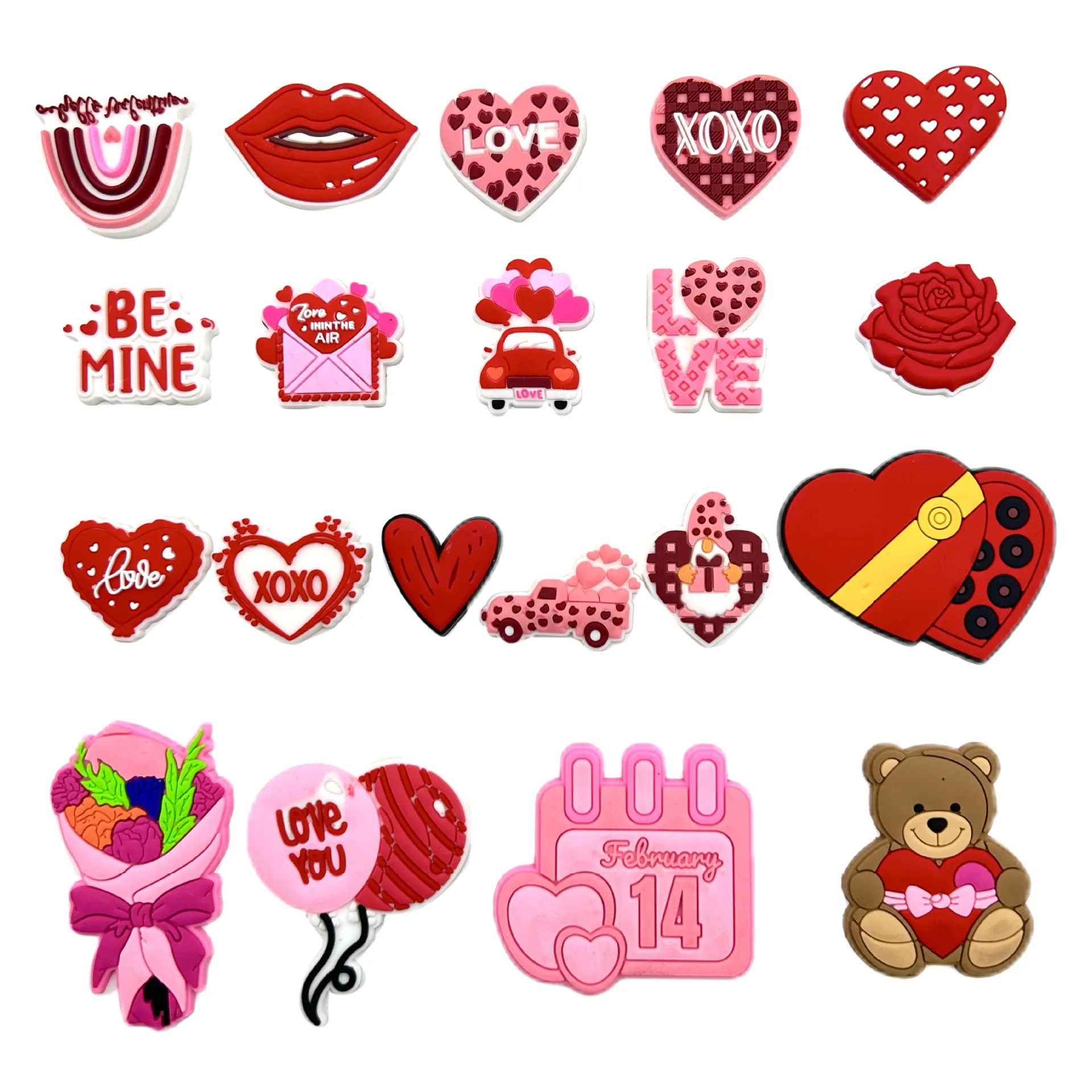 Fashion Pink Shoe Decorations Accessories Valentines Day Clogs Shoes Sweetheart Lover Lady Favor Shoe Charms