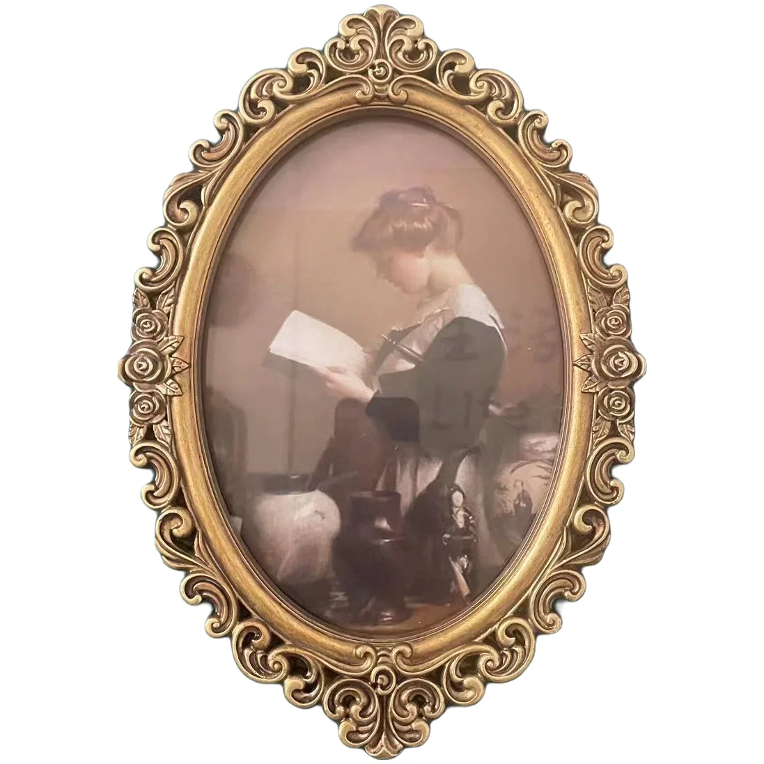 Смола фоторамка овальная и прямоугольная винтажная полимерная рамка для фотографий с резными узорами в стиле барокко европейском