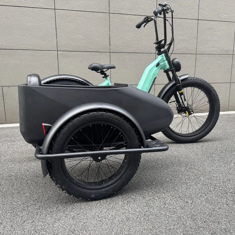 26 inch fat tire beach cruiser bike 20ah large capacity long distance city bike 3 wheel e bike with sidecar