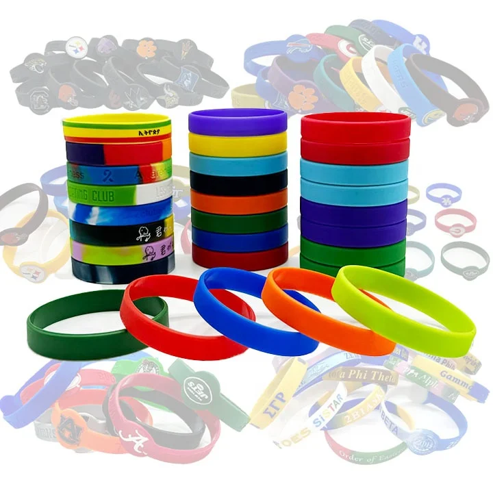 Custom Silicone Bracelets Your Own Rubber Eco-friendly Sports Wristband Custom Name Bracelet Debossed Logo Text Color