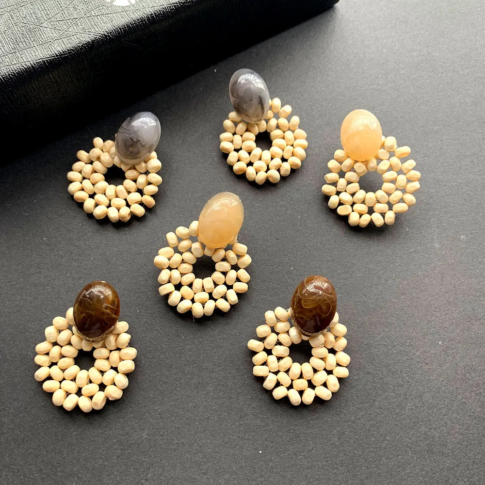 
Handmade 40 styles fashion wooden bamboo earrings hoops custom bamboo earrings 