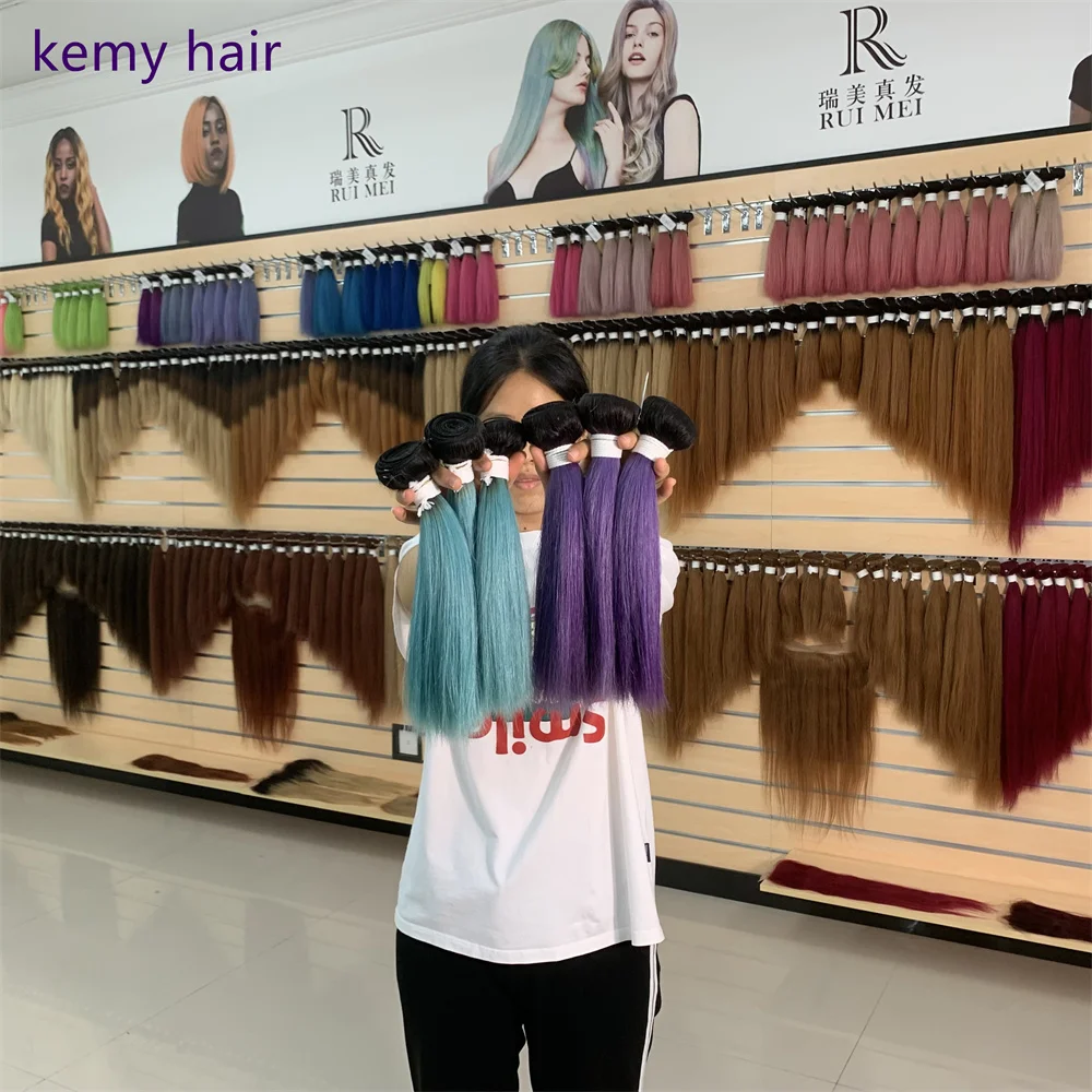 Hight Quality Vietnam Virgin Human Hair Bundles Colored Double Drawn Human Hair Weft  Wholesale Affordable price