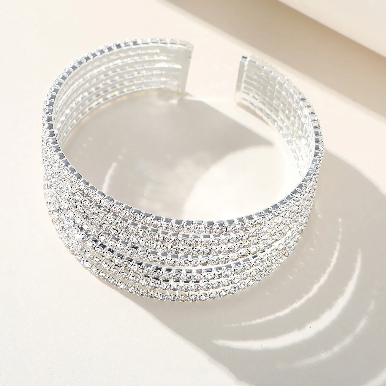 Full Diamond Crystal Bracelet Multilayer Luxury Open Bangle Women Fashion Jewelry Bling Wedding Jewelry Pulsera De Moda