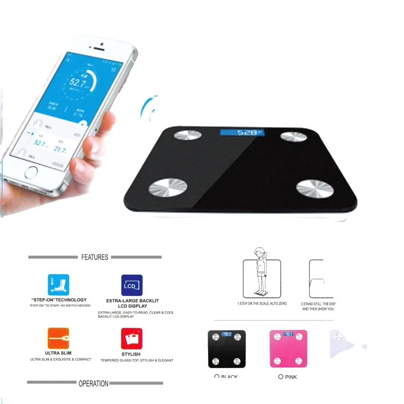 Body Fat Analyzer Machine weighing body fat scale BMI APP personal smart