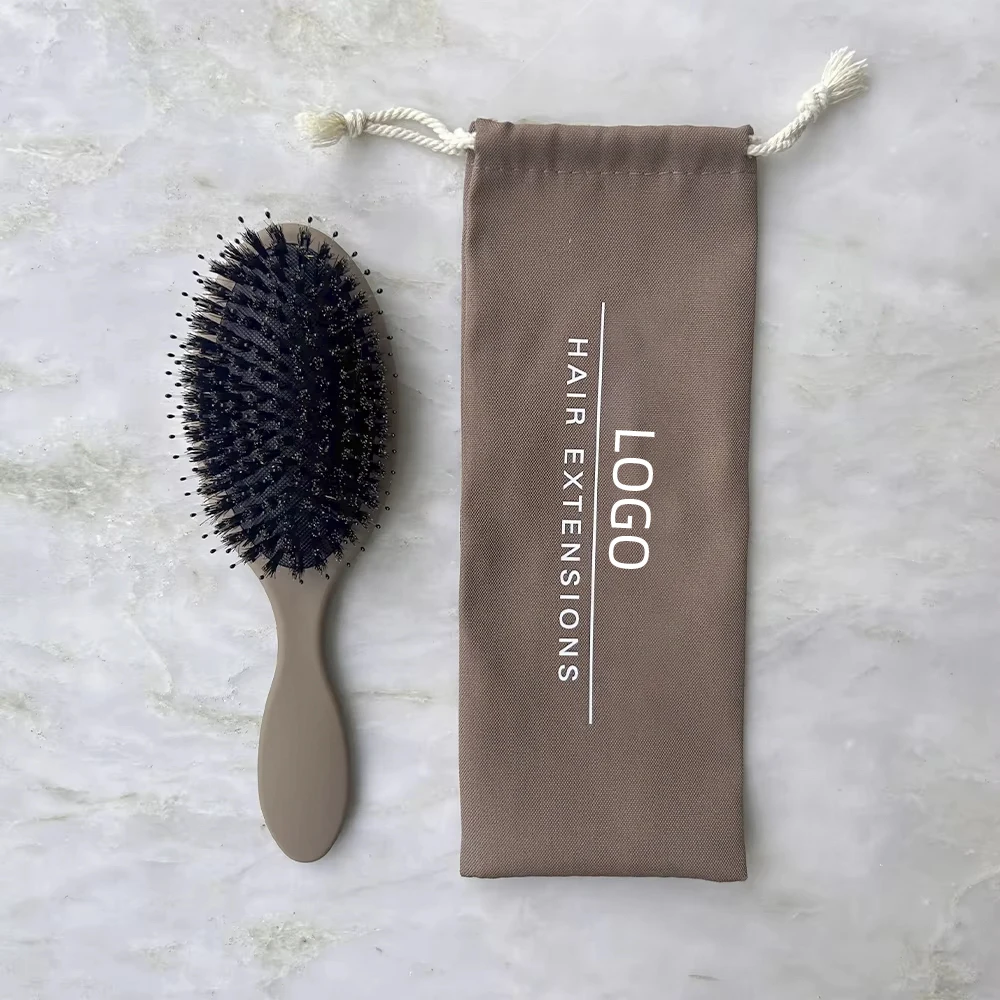 compact small Hair Extensions Brush mini hair detangle brush with cotton bag case packaging bulk blank boar bristle hairbrush