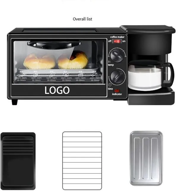 Factory Direct Supply Multi-function breakfast machine, With Coffee Maker Frying Pan Toaster Oven 3 in 1 Breakfast Machine