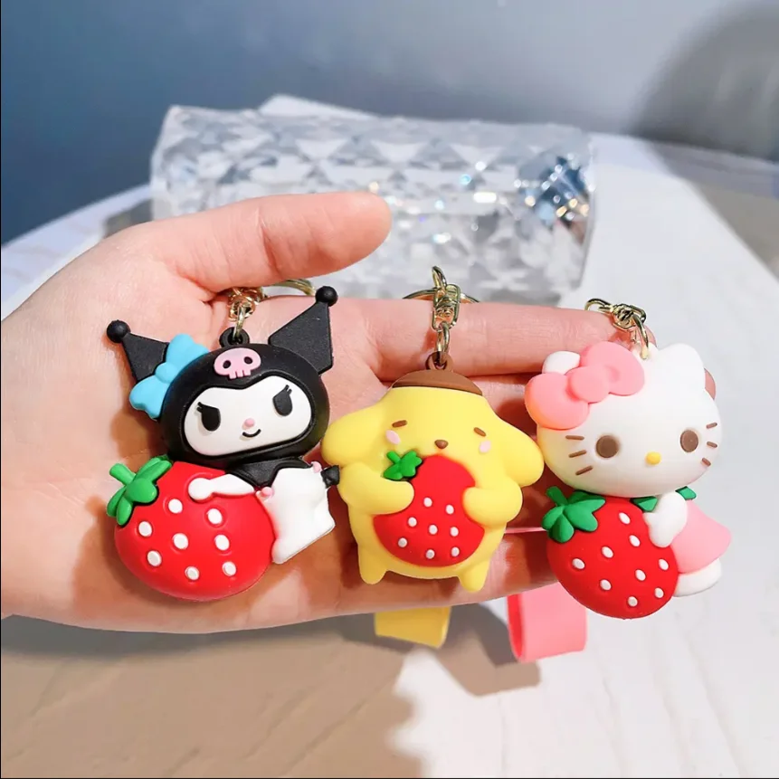 Animation Silicone Kitty Kawaii Sanrios Keychain for Backpacks Pendent Cartoon Anime Hellos Figure Keychain Wholesale Keychain