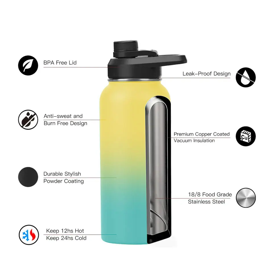 Laser Engraved National Parks Water Bottle with Sticker 32oz Insulated Water Bottle Travel Bucket List Bottle with Leak-Proof Li